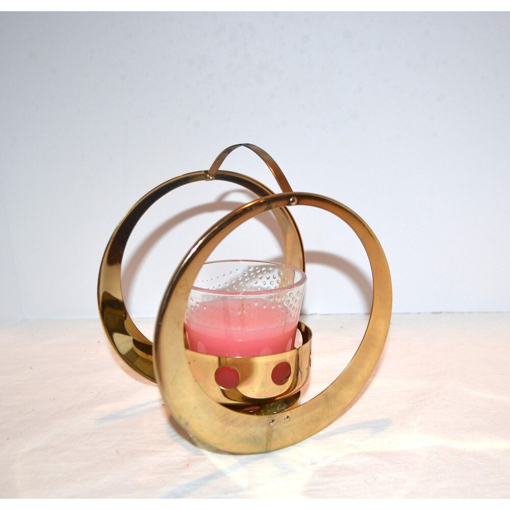 Mid Century Modern Mascot Double Orb Centerpiece Metal Gold
